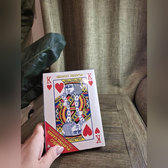 Other - Jumbo Size Standard Playing Cards Deck - White Hearts Design